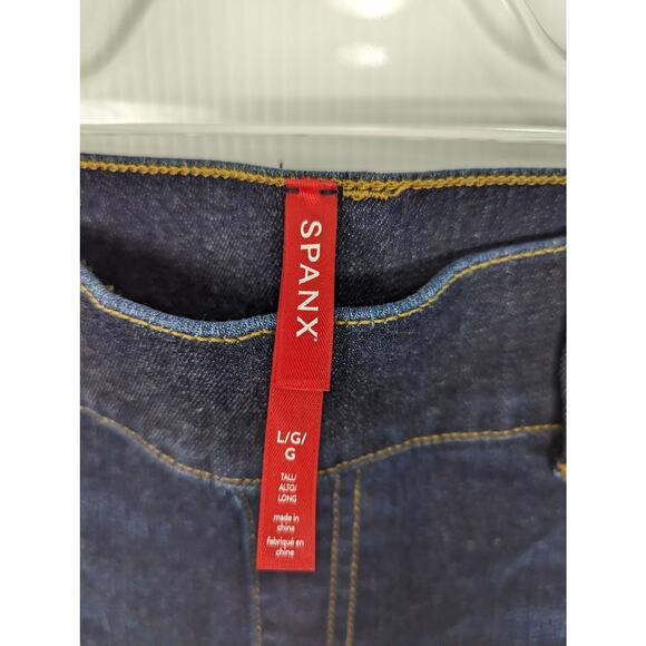 Spanx Flare Jeans Midnight Shade Dark Wash Pull On Stretch Denim Large Tall - Picture 5 of 7